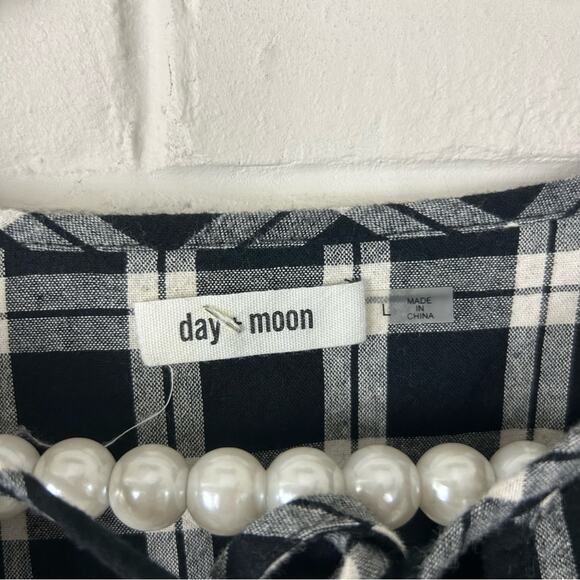 Day & Moon Red Dress Boutique Pinky Promise Black Plaid Dress Size L - Picture 8 of 11